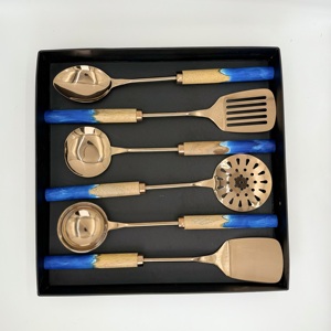 Couverts en acier inoxydable avec manche en bois de résine, coffret cadeau noir, couverts personnalisés, ensemble de couverts, vente la plus populaire - Product Image 5