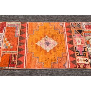 Tapis turc, tapis vintage 2,2x9,5 pieds, tapis géométrique orange brun - Product Image 5
