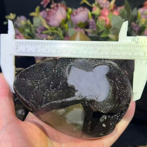 Natural Black Septarian Dragon Stone Egg Polished Healing <strong>Crystal</strong> <strong>Geode</strong> Mineral Specimen Septarium Nodule for Home Decor Gift - Product Image 6