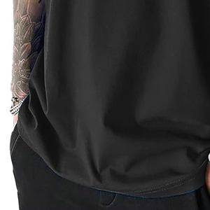 T-shirt décontracté pour homme, 100% coton, coupe ample, confortable, doux, respirant, anti-rides, séchage rapide, tissu jersey 220g - Product Image 4