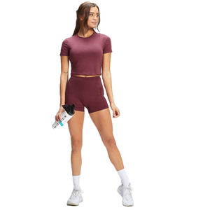 Último diseño Crop Top Slim Fit Sports Camiseta de manga corta para mujer Corte Hot Summer Casual Wear Lady Cropped Tee con etiquetas de logotipo - Product Image 2