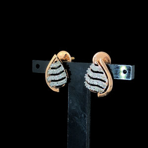 Bijoux en gros, boucles d'oreilles élégantes en forme de mangue, design de qualité supérieure, or rose massif pur, véritable diamant rond taille brillant - Product Image 5