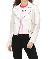 Blouson Moto Femme en Cuir Brut avec Ceinture, Tailles Standard et Grandes Tailles, 100% Polyester Importé, Respirant, Coupe-Vent, Fermeture Éclair