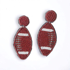 Wholesale new trendy seed beaded <b>Football</b> dangle <b>earring</b> sport gifts <b>earring</b> gameday gifts for her use for women and girls - Product Image 2