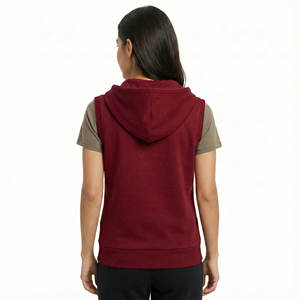 Vêtements de sport pour femmes avec logo personnalisé, sweat-shirts sans manches, fermeture éclair intégrale, mélange de coton lourd, musculation, coupe régulière, veste à capuche - Product Image 2