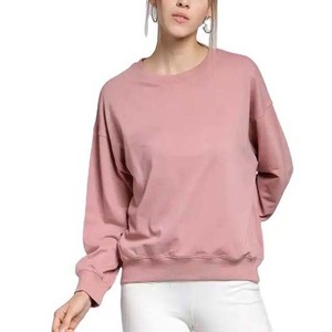 Sudadera de mujer con cuello redondo y ropa de calle de alta calidad con nuevo diseño de color sólido y logotipo personalizado al por mayor, precio barato de algodón para mujer - Product Image 1
