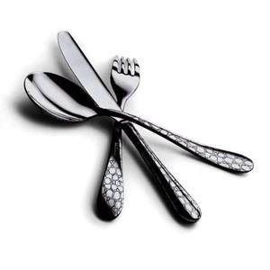 Juego de cubiertos de acero inoxidable con acabado recubierto de Color negro de 3 cubiertos para cocina, mesa, comedor, café, uso doméstico, mango de Metal - Product Image 1