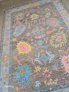 Tapis en laine tricoté à la main Oushak de haute qualité gris bleu Design turc disponible en 9x12 8x10 10x14 12x15 tailles pour le salon - Product Image 2