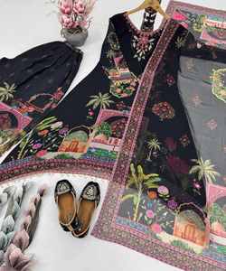 Mujeres indias al por mayor Top Palazzo withdupatta vestidos Rani caftán fabricante rosa con cuentas satén ropa Africana ropa India - Product Image 5