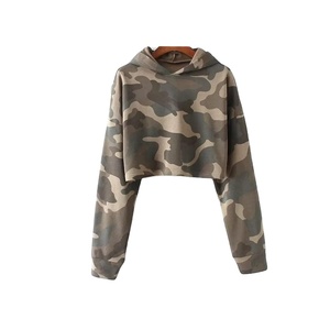 Cotton Oversized Heavyweight Cropped Hoodie Drop Shoulder 100% Cotton Hoodie Custom Logo Terry Pullover Camo Hoodies for ladies - Product Image 1