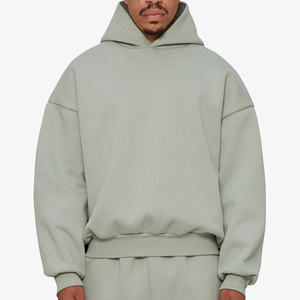 Cropped luxury 500gsm Cotton <b>Hoodie</b> <b>Plain</b> Pullover heavyweight <b>Hoodie</b> Blank boxy drop shoulder Cropped <b>hoodie</b> - Product Image 1