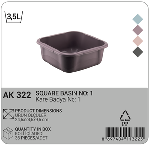 Cuvette carrée en plastique durable de la capacité 3.5L pour la cuisine et l'usage de ménage Conception empilable polyvalente légère de cuvette de lavage - Product Image 2