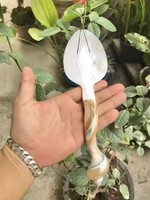 Cuillère à caviar en nacre naturelle de luxe, écologique, blanche, 9 cm, avec logo personnalisé, pour les fêtes