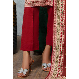 Conjunto de Vestido Pakistaní de 3 Piezas en Algodón Khaddar WNS-52095, Anarkali Salwar Kameez Pintado a Mano con Dupatta para Festivales, Ropa Étnica - Product Image 6