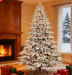 Prêt à être livré Arbre de Noël artificiel en sapin floqué pré-éclairé de 4 à 9 pieds avec lumières Branches enneigées - Product Image 1