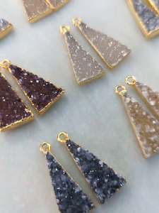 Colgante de Druzy Natural en Forma de Triángulo, Plata de Ley 925, Estilo Art Deco, Joyería para Bodas y Fiestas, Galvanizado, Grado AAA, Stock Limitado - Product Image 2