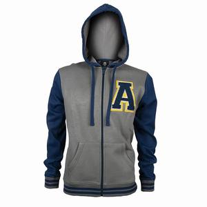 Sweats à capuche personnalisés avec broderie en chenille Sweats à capuche surdimensionnés en coton mélangé avec fermeture éclair en polaire pour hommes - Product Image 2