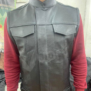 Chaleco de Lona y Cuero Genuino para Hombre, Estilo Casual, Temporada Otoño, Alta Calidad, Ecológico, Secado Rápido, Transpirable, con Cierre - Product Image 5
