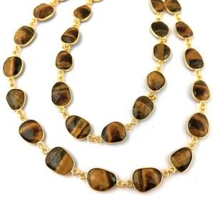 Chaîne de connecteur de lunette d'oeil de tigre forme libre chaîne de connecteur de pierres précieuses naturelles fournisseurs en gros - Product Image 1