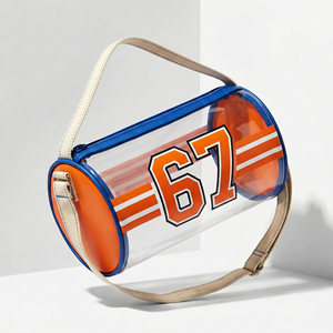 <span class=keywords><strong>Sac</strong></span> cylindrique transparent en PVC Custom67 avec impression <span class=keywords><strong>de</strong></span> numéro rétro, pochette <span class=keywords><strong>de</strong></span> toilette <span class=keywords><strong>de</strong></span> sport, trousse à crayons avec poignée en coton - Product Image 5