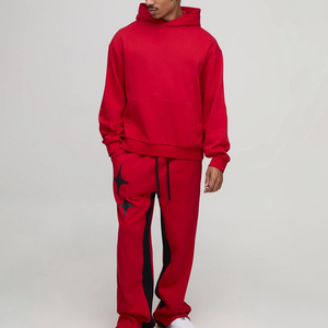 Conjunto de Dos Piezas de Chándal de Forro Polar de Algodón Ligero, Holgado y Cuadrado, Estilo Urbano de Invierno Personalizado para Hombre, Sudadera con Capucha Transpirable y Pantalones Deportivos - Product Image 1