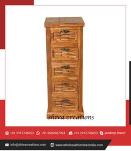 Modern Home Furniture <b>Wooden</b> <b>Chest</b> of Drawers with Stainless Steel Online Availability in India for Bedroom Use - Product Image 3