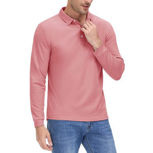 Chemise à manches longues pour homme en tissu éponge 100% coton décontractée rose avec poche personnalisée en gros - Product Image 3