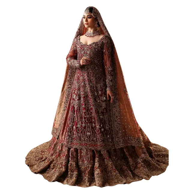 Ấn Độ Bridal nặng lehnga/Bridal maxi với nặng tôn tạo trong pha lê g; lass hạt đá thủ công cho cô dâu mặc đám cưới