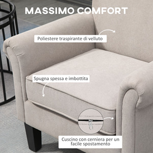 เก้าอี้เท้าแขนสไตล์นอร์ดิก homcom พร้อมที่พักแขนไม้และโพลีเอสเตอร์ขนาด79x78x87ซม. สีเทาและสีน้ำตาล - Product Image 5