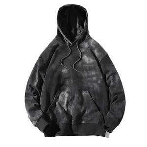 Vente en gros de sweat à capuche tie-dye avec logo personnalisé pour hommes collection hiver col à capuche brodé manches longues uni - Product Image 2