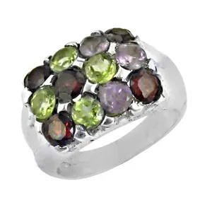 925 <b>Sterling</b> <b>Silver</b> Romantic Rose Gold Plated Gemstone <b>Ring</b> <b>Adjustable</b> Multi-Stone Cluster for Women Fashionable Inlay Setting - Product Image 2