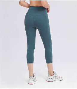 Haute qualité élastique femmes Gym entraînement Fitness Yoga Capri Leggings solide taille haute entraînement pantalon genou décontracté impression Spandex - Product Image 4