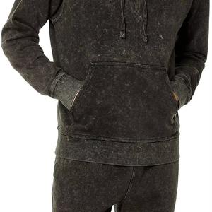 ชุดวอร์มผ้าฝ้ายฟอกสีแบบปรับแต่งได้สำหรับผู้ชาย กางเกงวอร์มปักลายขาดๆ ชุดฮู้ดดี้ ชุดวอร์มฤดูหนาวสำหรับผู้ชาย - Product Image 2