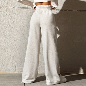 Pantalon de survêtement évasé 100% coton respirant taille haute en éponge française Pantalon de survêtement ample imprimé à taille élastique avec logo personnalisé pour femmes - Product Image 2