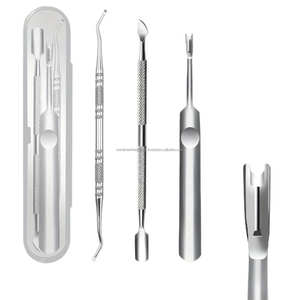 Kit de Nettoyage des Ongles en Acier Inoxydable Premium Réutilisable : Repousse-cuticules, Outil pour Ongles Incarnés, Lime Podologique Double Face et Curette - Product Image 1