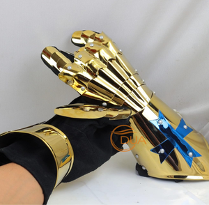 ถุงมือทองคำยุคกลางพร้อมกางเขนสีน้ำเงิน |   ชุดเกราะอัศวินสำหรับป้องกันมือ ใช้สำหรับชุดคอสตูม หรือโชว์ - Product Image 6