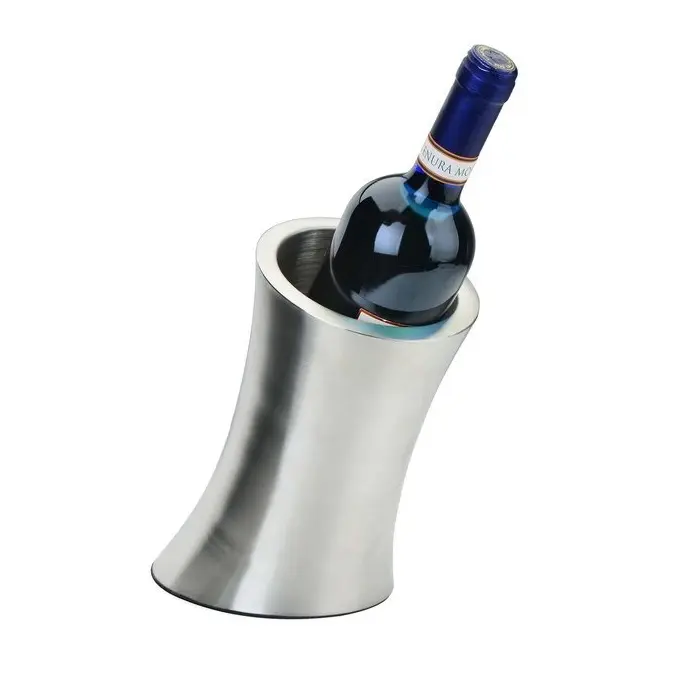 Double Wall Insulated Wine Bottle Holder Stainless Steel Double Wall Wine Bottle Cooler Tabletop Wine Cooler