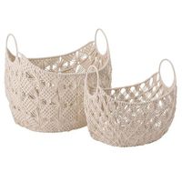 Panier en corde de coton Vietnam panier de rangement à pompons en macramé de haute qualité avec poignée