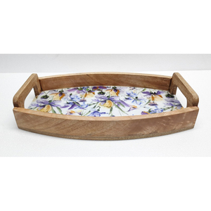 Bandeja de servicio de forma ovalada de Metal de hierro con acabado esmaltado Calcomanía para el hogar y hoteles bandeja de servicio de comida hecha a mano a granel - Product Image 3