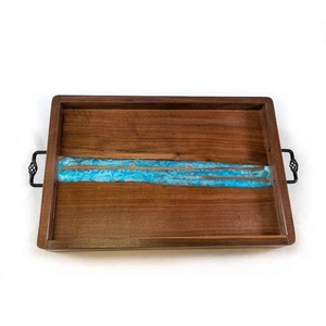 Bandeja para servir de resina epoxi de madera ecológica de alta demanda Patrón de modelo de estilo alimenticio para uso diario en restaurantes Hoteles Hogar - Product Image 3