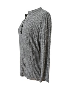 Camiseta acanalada con cuello en V en la parte delantera del botón, camiseta informal de manga larga para primavera y otoño, ropa de mujer - Product Image 4