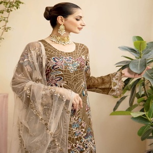 Venta de Eid, vestidos de trabajo bordados pesados indios y paquistaníes, Saari de tres piezas Salwar Kameez pakistaní e indio para mujer - Product Image 1