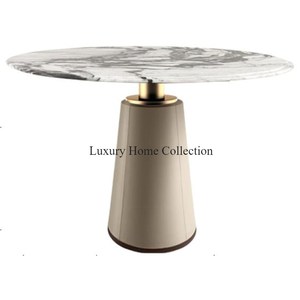 Mesa potable de Metal decorativa para habitación de Hotel, Marco recubierto de polvo de Color personalizado y tapa de mármol de forma redonda, suministros de Color blanco - Product Image 1