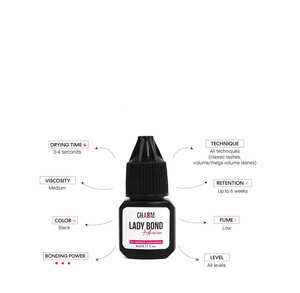 Lady Bond <b>Adhesive</b> Strong Black Natural Look Glue <b>Lashes</b> Extensiones Extensions Eyelash <b>Adhesive</b> <b>Lash</b> Extension Vendor Glue - Product Image 1
