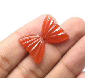 22X14 MM Natural Rojo Onyx Mariposa Tallas Pares Mano 16,25 CTS Tallado Ágata Roja Piedra Preciosa Para Fabricación de Joyas - Product Image 2