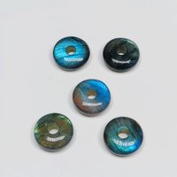 2 à 6 pierres précieuses en labradorite en forme de beigne, sculptées à la main, pierres précieuses en vrac, 12 mm