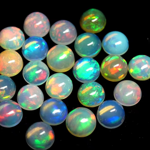 Cabujón de ópalo etíope genuino de 5mm a 12mm, arcoíris brillante redondo, piedra preciosa de ópalo etíope llamativa a precio mayorista - Product Image 1