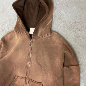 Sudadera con Capucha Extra Grande de Alta Calidad, Estilo Vintage, con Cierre, Personalizada, de Felpa Francesa, Lavada a la Piedra, para Hombre - Product Image 5