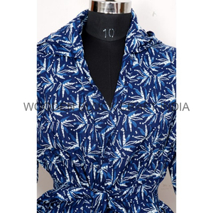 Robe midi en coton imprimé à la main indienne, traditionnelle, moderne, écologique, avec ceinture, pour les vacances, pour femmes - Product Image 2