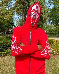 2025 haute qualité 100% coton broderie polaire hommes sweat à capuche zippé hiver lourd avec tailles de visage zippées disponibles - Product Image 3